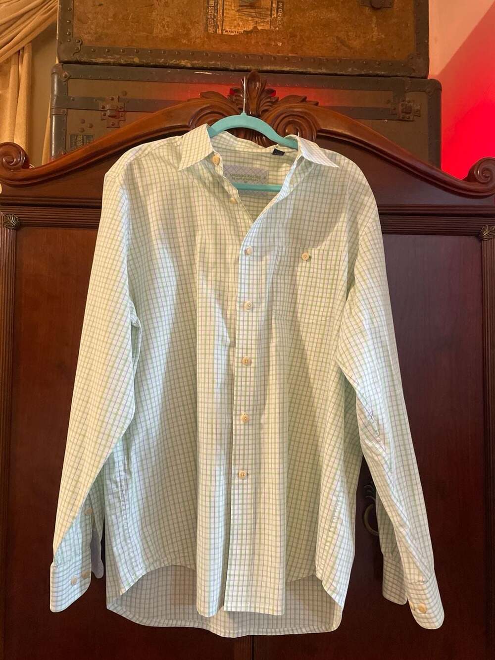 Indigo Palms Denim Company Men's Green and Blue Plaid Button Down Shirt Size XL
